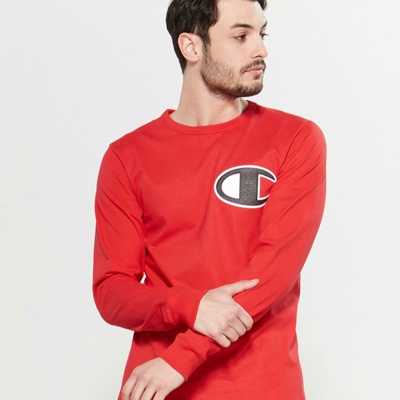 Champion Red Long Sleeve T- Shirt Small NWT - Picture 2 of 8